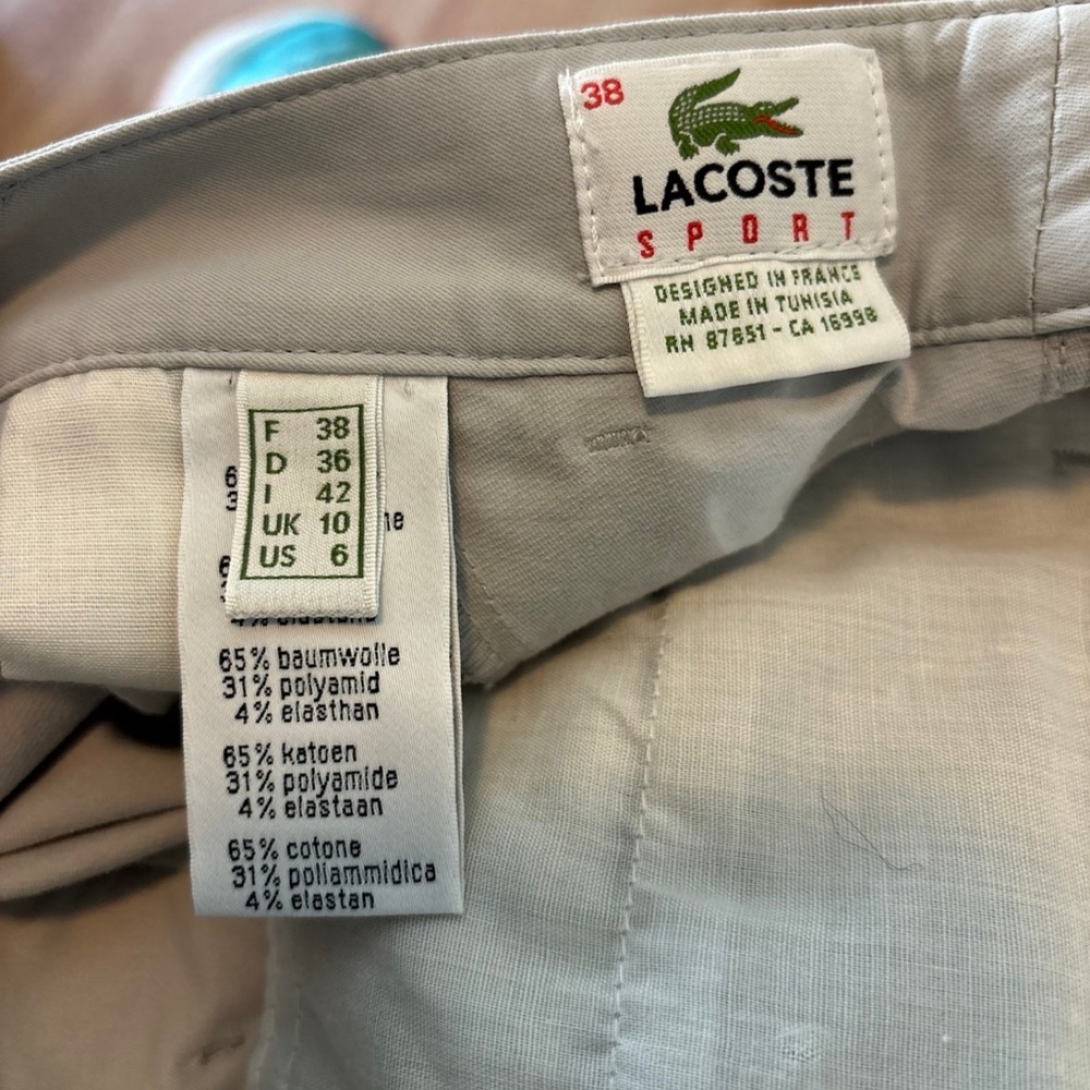 Lacoste Tan Flat Front Shorts Lightweight Cotton Blend - Picture 4 of 6